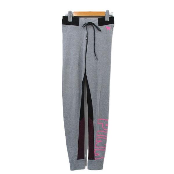 ヴィクトリアシークレット Victoria's Secret PINK YOGA ヨガ フィットネス レギンスパンツ ロゴ XS グレー 灰 /KT4 レディース