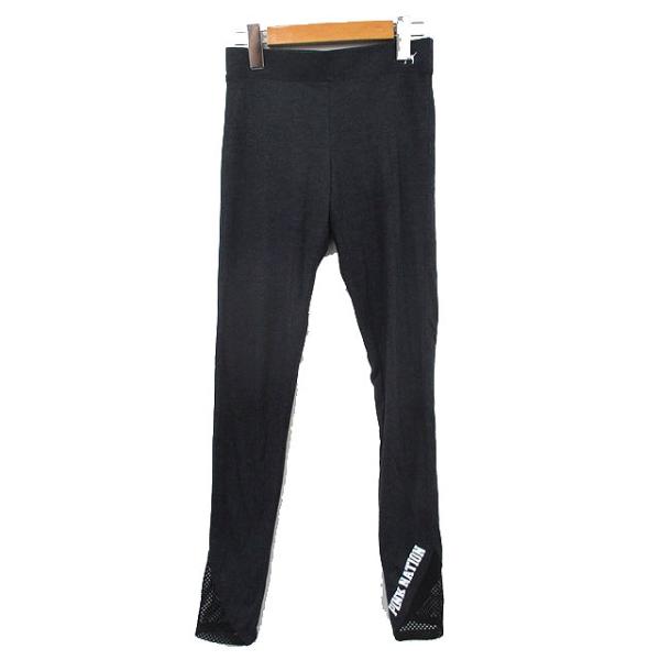 ヴィクトリアシークレット Victoria's Secret PINK YOGA ヨガ フィットネス レギンスパンツ ロゴ XS チャコールグレー /KT22 レディース