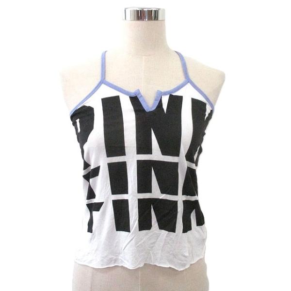 ヴィクトリアシークレット Victoria's Secret PINK キャミソール 文字 XS ホワイト 白 /KT33 レディース