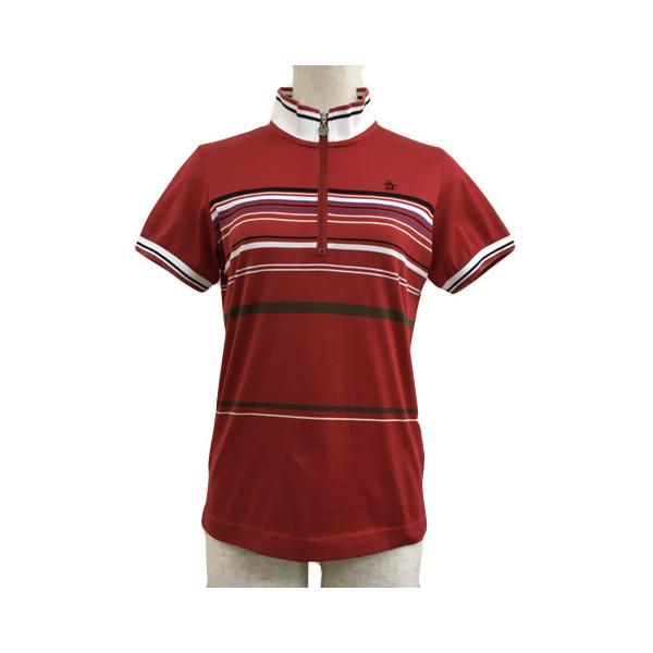【美品】マンシングウェア Munsingwear ゴルフ ポロシャツ 赤 柄 マンシングウェア MUNSINGWEAR ポロシャツ シャツ プルオーバー