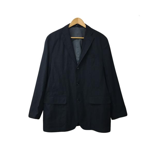 【中古】未使用品 エレメントオブシンプルライフ ジャケット テーラード ミドル丈 無地 肩パッド 薄手 長袖 50 紺 未使用品 エレメントオブシンプルライフ ジャケット テーラード ミドル