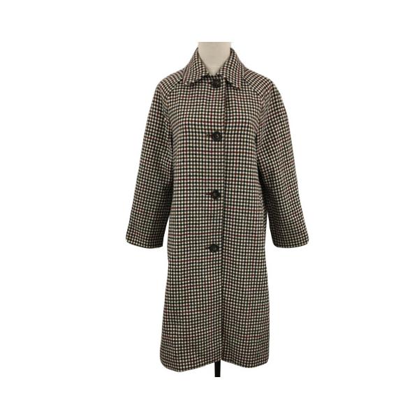ユニクロ UNIQLO JW ANDERSON コート ステンカラー シングル ロング チェック 長袖 S 茶 エンジ ブラウン レディース