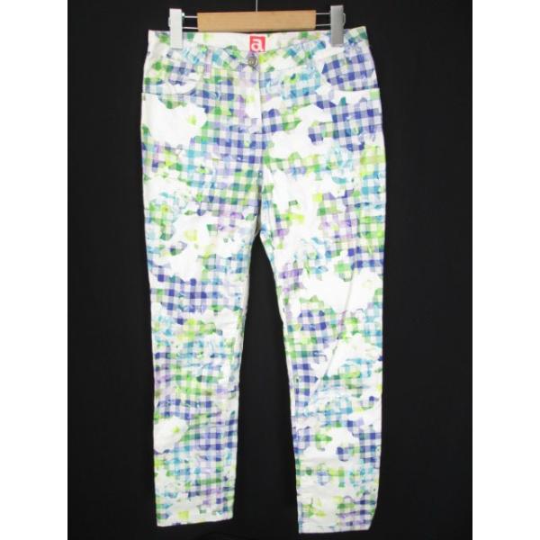 アルチビオ archivio ゴルフ パンツ チェック ボタニカル 38 青