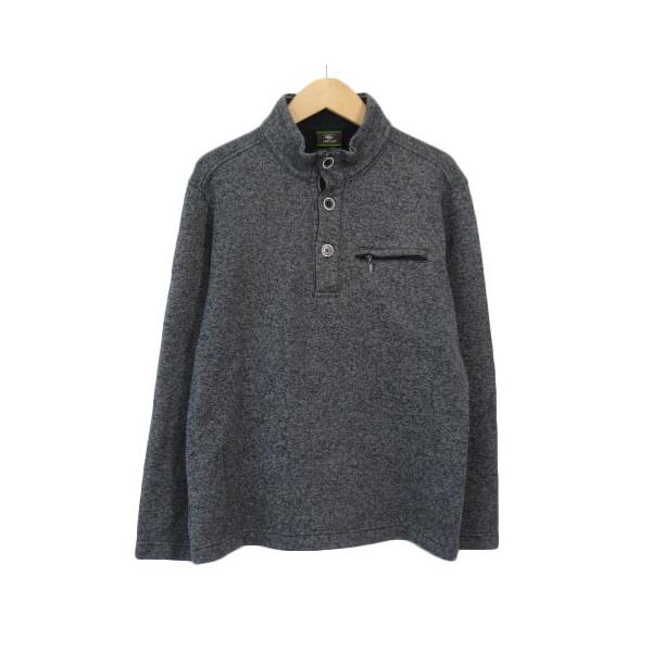 【美品】JOSEPH ABBOUDヘリンボーンチャコールグレーアンゴラ羊毛L ジョセフ アブード JOSEPH ABBOUD カットソー ヘンリーネック