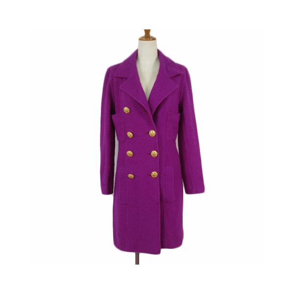 極美品！シャネル ヴィンテージチェスターコート シルク100%希少XLパープル 極美品！シャネル ヴィンテージチェスターコート シルク100%希少