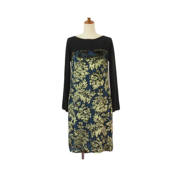 白 フリル付 エトロ ETRO ワンピース 花柄 フロッキー スリット シルク