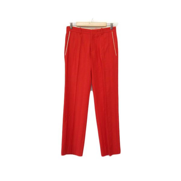 【中古】ヴェルサーチ ヴェルサーチェ VERSACE パンツ ストレート ストライプ 46 イタリア製 国内正規 赤 メンズ vectorpremium_176-902209180016