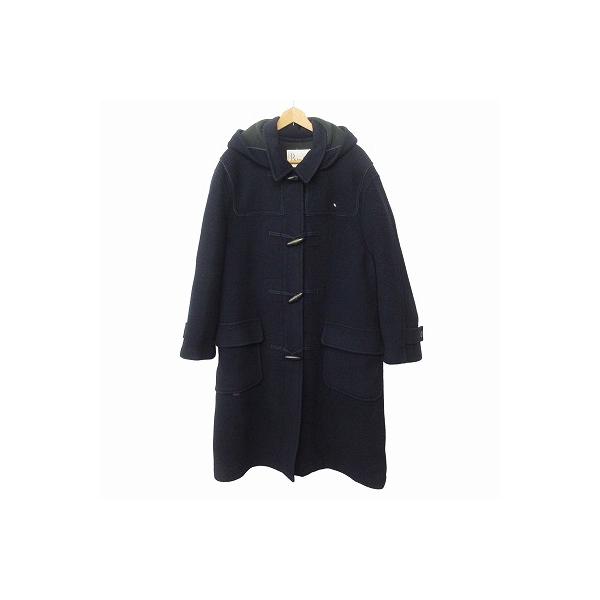 パパス Papas ダッフルコート ロング ワンポイント刺繍 M 紺 メンズ