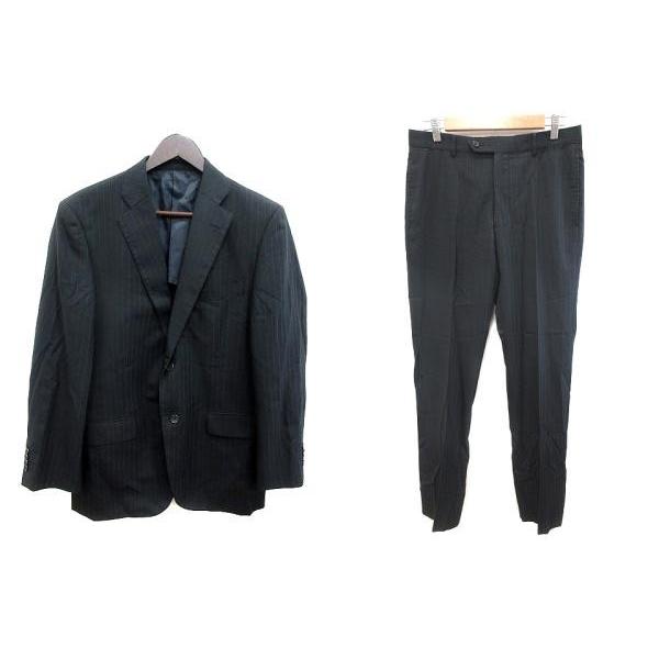 中古 ビサルノ Unprix スーツ 上下 ジャケット テーラード シングル 背抜き パンツ ロング スラックス ストライプ ウール L M 紺 メンズ ベクトル 古着 195 ブランド古着販売のベクトル 通販 Yahoo ショッピング