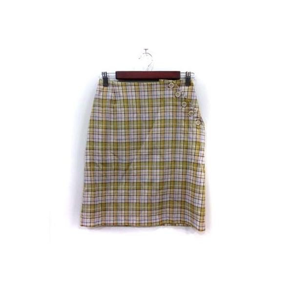 アイアムアイ I am I タイトスカートひざ丈 チェック F 黄色 イエロー  