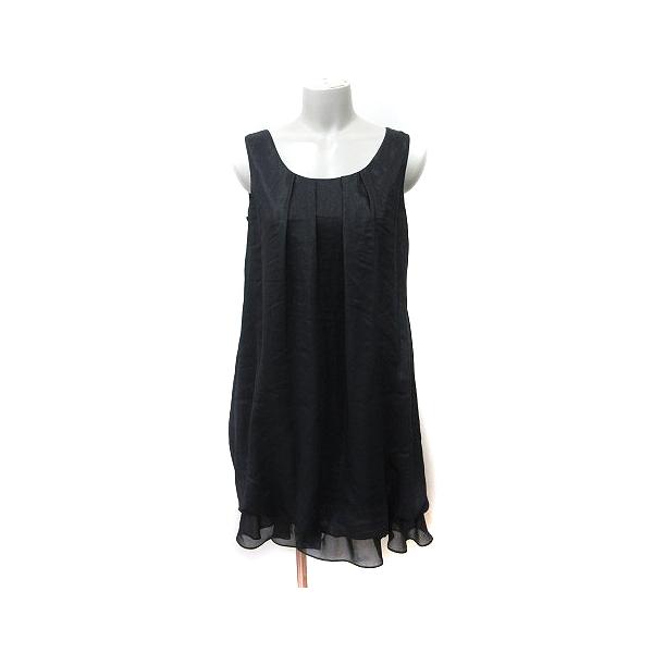 美品 René ノースリーブ ブラックワンピース 36 シフォンワンピース ワンピース レディース 40代 黒 白ワンピース 春夏 ノースリーブ