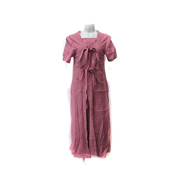 ミラオーウェン Mila Owen セットアップ キャミワンピース ロング シャツ 半袖 リボン 0 XS ピンク /YI  レディース【ブランド】ミラオーウェン Mila Owen【表記サイズ】0（XSサイズ）【実寸サイズ】身幅：約43c...