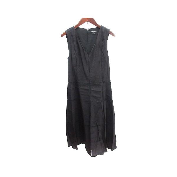 theory ブラック ノースリーブ ひざ下ワンピース 中古・古着通販】theory (セオリー) ノースリーブワンピース