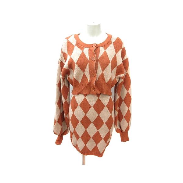 スパイラルガール SPIRALGIRL セットアップ ニット カーディガン 総柄 キャミワンピース ミニ F 茶 ブラウン /MN レディース【ブランド】スパイラルガール SPIRALGIRL【表記サイズ】F【実寸サイズ】身幅：約43cm　...