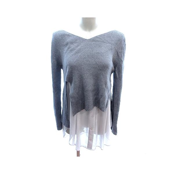 スナイデル SNIDEL セットアップ 上下 ニット セーター Vネック リブ ナイロン 長袖 キャミソールワンピース ミニ F グレー レディース【ブランド】スナイデル SNIDEL【表記サイズ】F【実寸サイズ】肩幅：約36cm　身幅：約...