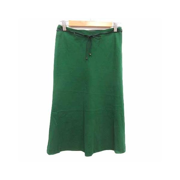 シビラ SYBILLA フレアスカート ミモレ ロング ウエストマーク M 緑