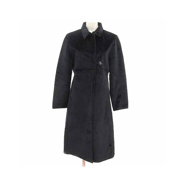 ギャバジンケーティー Gabardine K.T ステンカラーコート ベロア 9 M 黒 ブラック /YK レディース