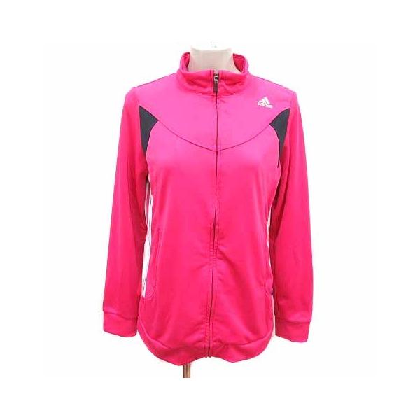 アディダス adidas トラックジャケット ジャージ ジップアップ ロゴプリント 長袖 M ピンク /YK レディース【ブランド】アディダス adidas【表記サイズ】M【実寸サイズ】肩幅：約35.5cm　身幅：約47cm　袖丈：約61....