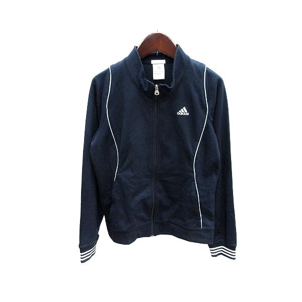 アディダス adidas Clima365 トラックジャケット ジャージ 刺繍 ライン S 紺 ネイビー /AU レディース【ブランド】アディダス adidas【表記サイズ】S【実寸サイズ】肩幅：約27cm　身幅：約46cm　着丈：約52c...