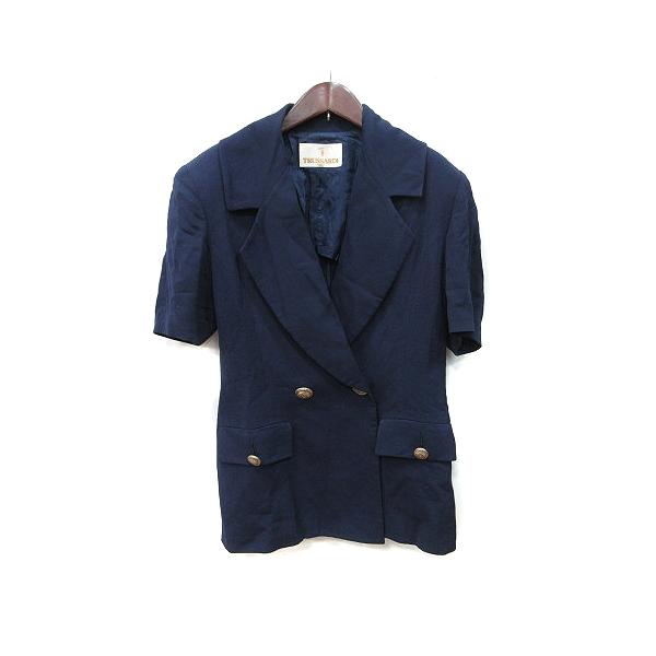 お値下げ！TRUSSAARDI トラサルディ　ジッパー付きブレザー風ジャケット トラサルディ TRUSSARDI テーラードジャケット ダブル 背抜き 42 XL 紺