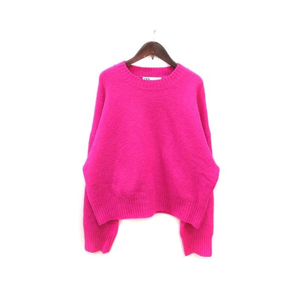 ZARA（ザラ） ニット セーター 長袖 M 蛍光ピンク ネオンピンク /MS