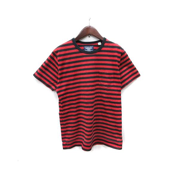 フィデリティ FIDELITY Tシャツ カットソー ボーダー 半袖 M 赤 レッド 黒 ブラック /YI メンズ