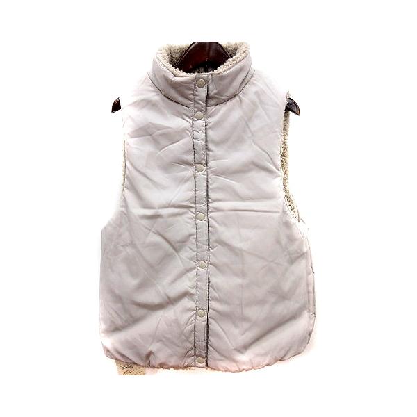 未使用品 ロゴスデイズ LOGOSDAYS 中綿ベスト リバーシブル ボア M ベージュ /RT ●RY レディース