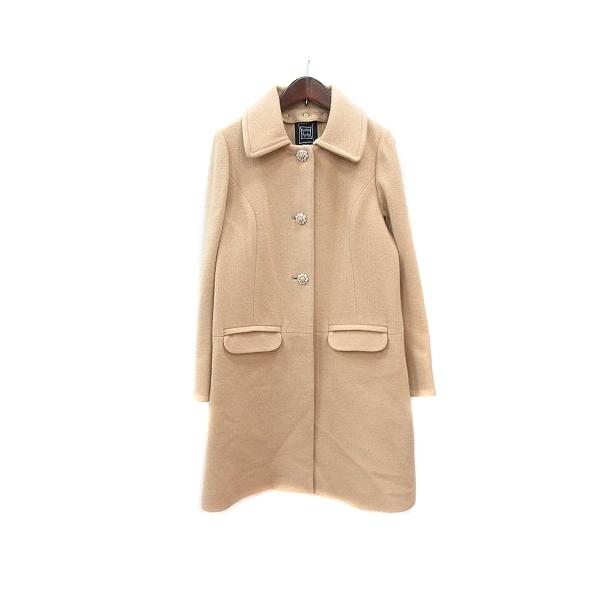シンシアローリー CYNTHIA ROWLEY ステンカラーコート シングル 総裏地 ビジュー ウール 2 M ベージュ /MN レディース
