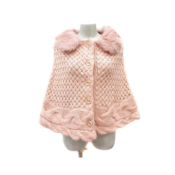 シンシアローリー CYNTHIA ROWLEY ポンチョ ニット ラビットファー 2 M ピンクベージュ /MN レディース