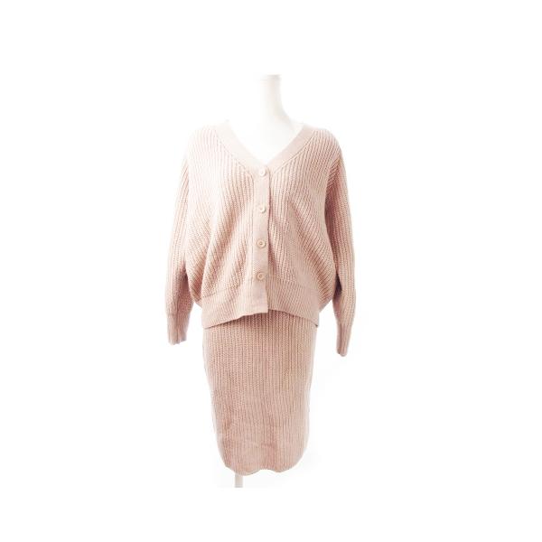 フィフス fifth セットアップ ツイン ニット 上下 カーディガン 長袖 スカート ひざ丈 ベルト S ダスティピンク /CK1 レディース【表記サイズ】S【実寸サイズ】身幅：57cm　着丈：51cm　ゆき丈：67.5cm　スカート　ウ...