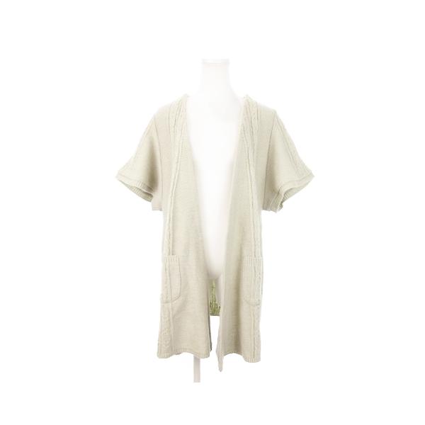 ブランエブランシュ blanc et blanche カーディガン ニット トッパー 半袖 ウール混 ミドル丈 ケーブル編み マタニティ M グレー /AH13【表記サイズ】M【実寸サイズ】身幅：53cm　着丈：72cm　ゆき丈：43cm　...