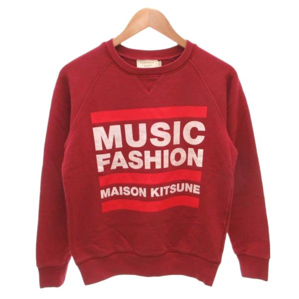 メゾンキツネ スウェット トレーナー ロゴ プリント 長袖 XS 赤 メゾンキツネ MAISON KITSUNE スウェット トレーナー ロゴ プリント