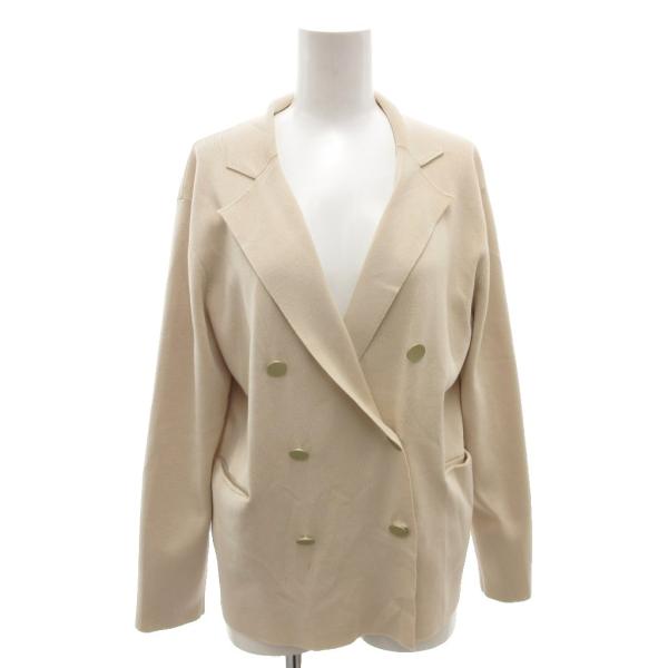 ebure エブール ノーカラー ダブルボタンジャケット ウールシルク混 エブール ebure ロンハーマン Cotton Silk knit Jacket ダブル