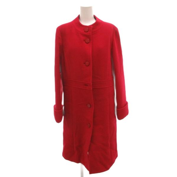 カシミヤ100%✨レオナール ロングコート シルク 総柄 赤 ロゴ入り 美品 LEONARD（レオナール） LEONARD FASHION ロングコート アンゴラ シルク