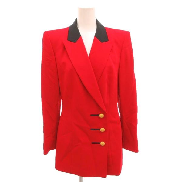 ESCADA エスカーダ　レッド テーラードジャケット M フォーマル　金ボタン エスカーダ ESCADA テーラードジャケット ブレザー シングル 金ボタン