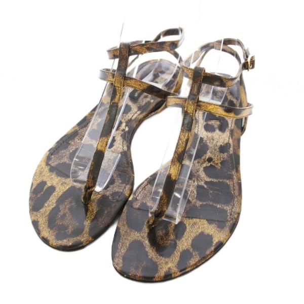 D&G ヒョウ柄サンダル ヒョウ柄ダブルベルトコンフォートサンダル[品番：RKKW0001213 37 靴