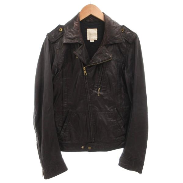 DIESEL ダブルライダースジャケット/M/レザー/BLK DIESEL（ディーゼル） ライダース ダブル レザージャケット 革ジャン S