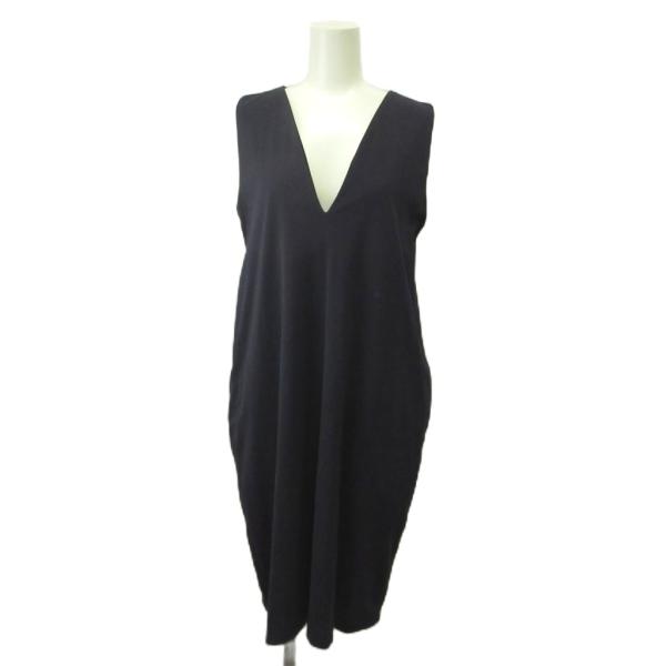 ジルサンダー JIL SANDER ワンピース 36 紺 ネイビー Vネック
