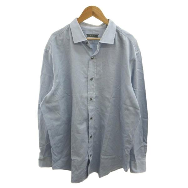 ベルルッティ Berluti シャツ XL ブルー 無地 レギュラーカラー 長袖