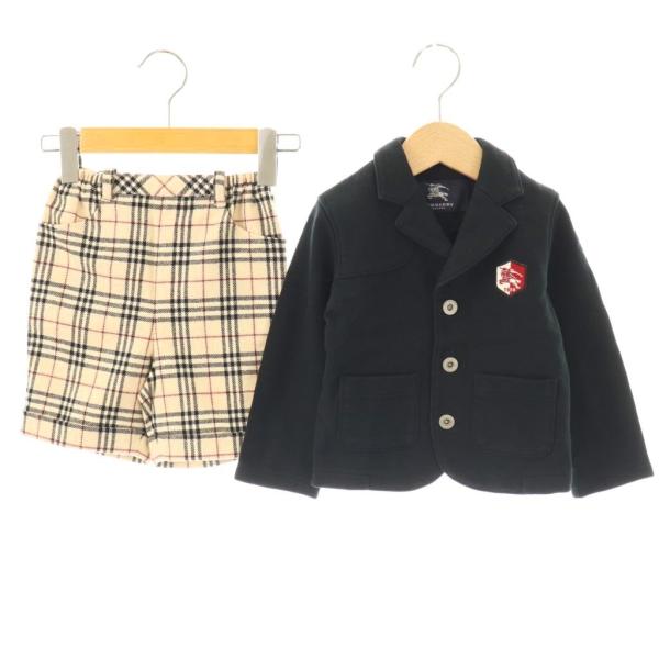 美品 バーバリーロンドン パンツセットアップ ビックチェック ブラック バーバリー ロンドン セットアップ テーラードジャケット チェック