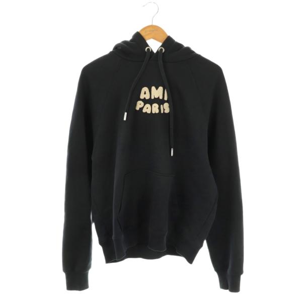 【中古】アミ ami プルオーバー パーカー スウェット ロゴ 紺 ネイビー アイボリー /CX ■GY53 メンズ アミ ami プルオーバー パーカー スウェット ロゴ 紺 ネイビー