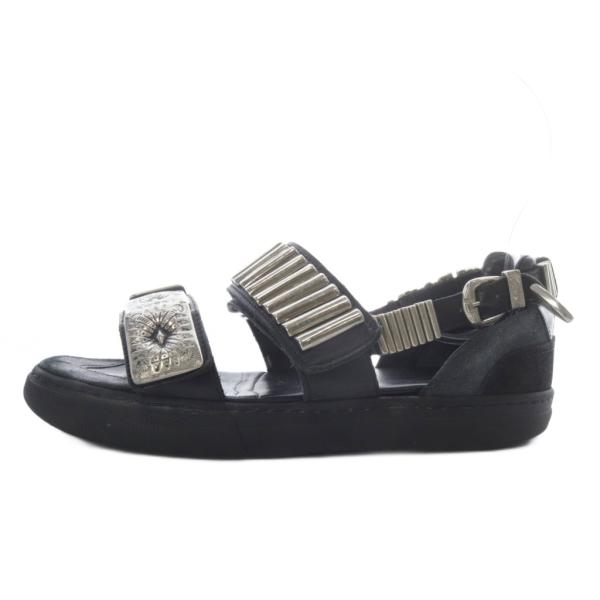 美品TOGA PULLA トーガプルラ メタル サンダル ブラック レザー 36 トーガ プルラ TOGA PULLA メタル スニーカー サンダル METAL SNEAKER