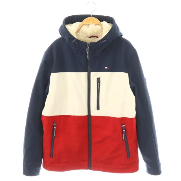 【中古】トミーヒルフィガー ジャケット パーカー ボア ロゴ M ネイビー ホワイト レッド /DO ■GY53 メンズ TOMMY HILFIGER（トミー・ヒルフィガー） ジャケット パーカー ボア
