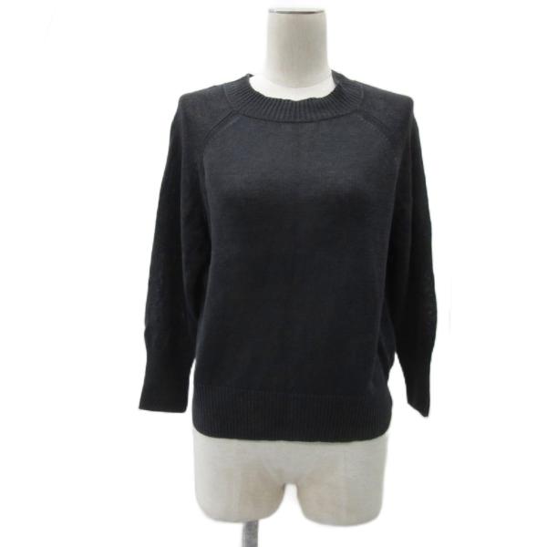 マーガレットハウエル　麻×綿　サマーニット　半袖　ネイビー　美品 MARGARET HOWELL（マーガレットハウエル） サマーニット カットソー