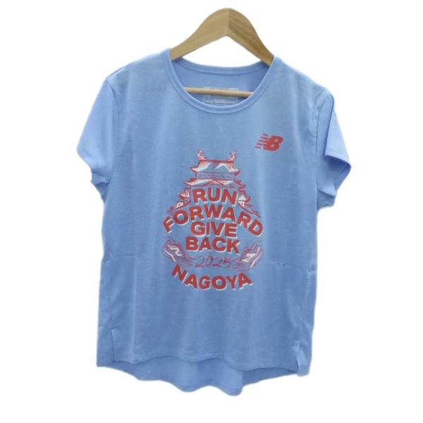 未使用品 ニューバランス 名古屋ウィメンズマラソン2025チャリティーTシャツ カットソー プリント S ブルー 青 ■GY61 レディース