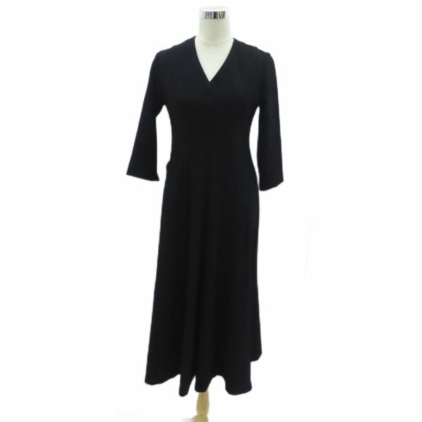 シビラ SYBILLA ジョーゼット切り替えVネックドレス ワンピース L 黒