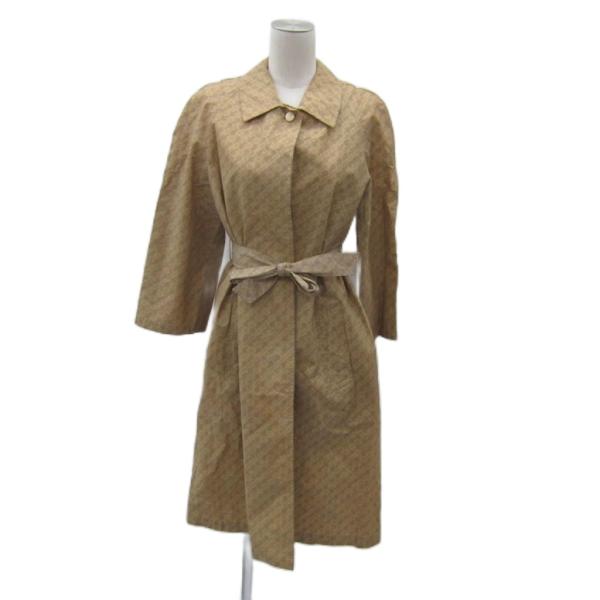 ゲラルディーニ GHERARDINI ステンカラーコート スプリングコート 総柄 リボンベルト付 44 XL ベージュ /SY42 ■GY61 レディース