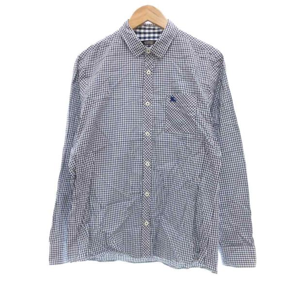【未使用タグ無】BURBERRY BLACK LABEL ギンガムチェック　L BURBERRY BLACK LABEL（バーバリーブラックレーベル） 長袖シャツ 3 青