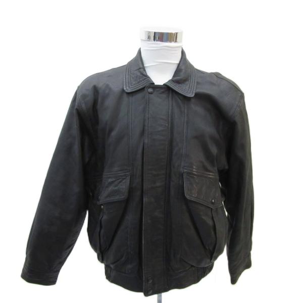 黒いレザー 専用 レザージャケット 革ジャン L 黒 ブラック ミドル丈 1482 /YS12 □GY61