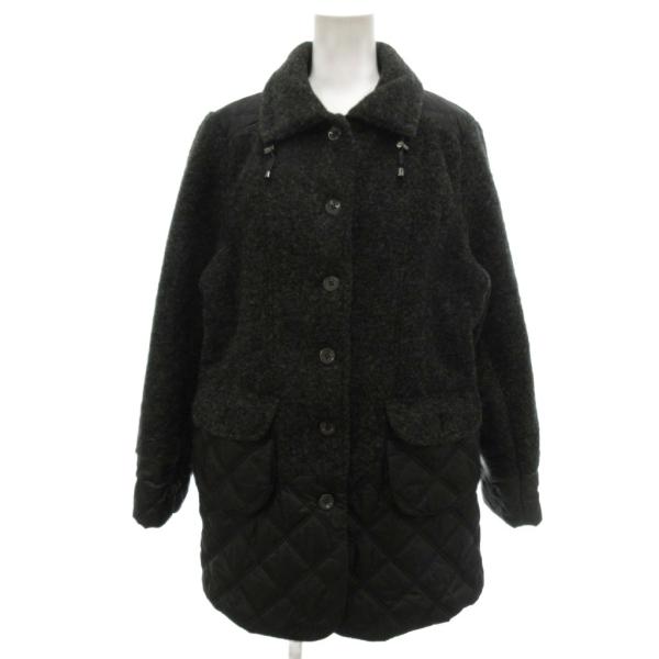 サンピガール Sanpigalle ステンカラーコート M 黒 ブラック ミドル丈 キルティング /SJ ■GY58 レディース